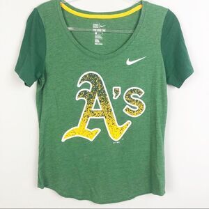 NIKE | OAKLAND A’S Green Short Sleeve Scoopneck Graphic Tee Women’s Size Small